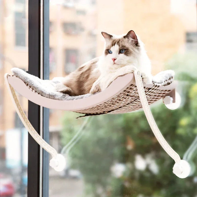 Hamac Chat Fenêtre à Ventouses Courbé avec Coussin ou Planche à Gratter, vue 2