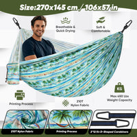 Hamac de Camping Portable en Nylon avec Sangles, Mousquetons et Sac, 4 Modèles de 250 x 120 à 300 x 200 cm, vue 5