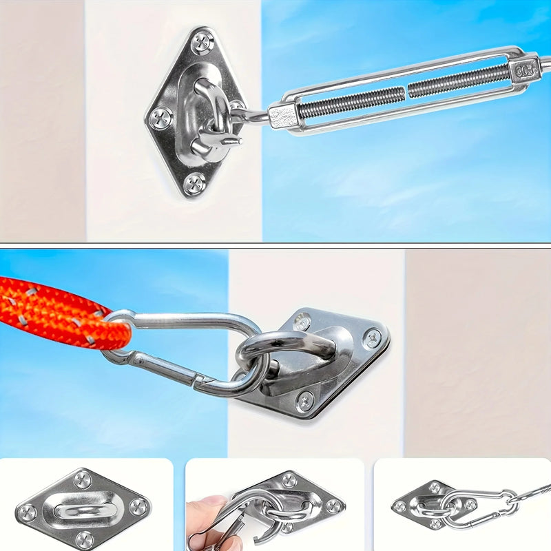 Crochets pour Hamac en Inox 304, Platine et Mousqueton, Lot de 4 à 12, vue 5