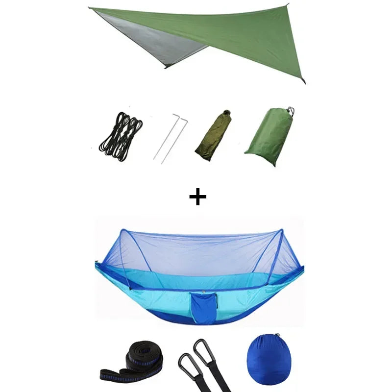 Hamac de camping pop-up avec moustiquaire et bâche de protection, 250 x 120 cm, vue 16