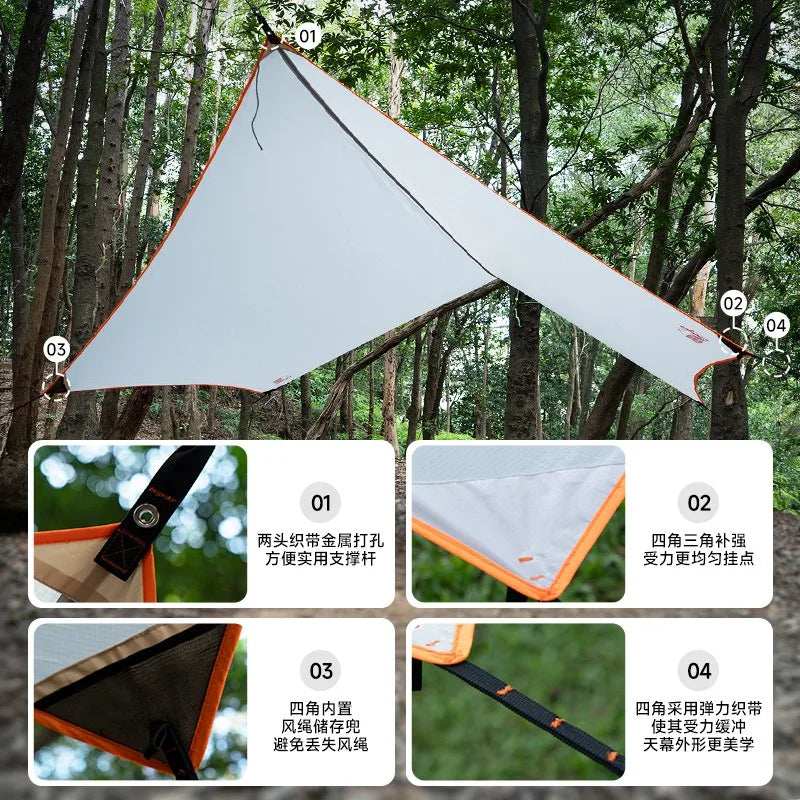 Bâche hexagonale pour hamac 360 x 300 cm, tissu anti-déchirure enduit PU3000, blanc, 915 g, vue 5