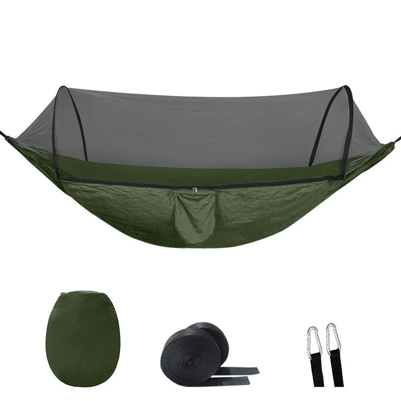 Hamac de randonnée avec moustiquaire à ouverture rapide, nylon 250 x 120 cm, vue 7