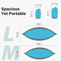 Hamac de camping portable en nylon 210T, simple 270 x 140 cm ou double 300 x 200 cm, vue 6