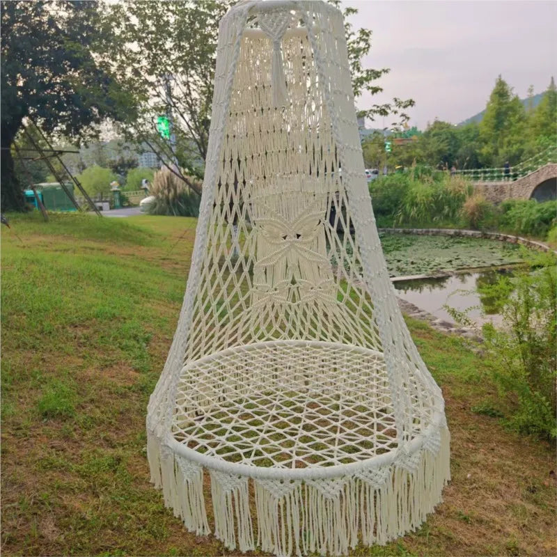 Chaise Hamac Suspendue Macramé de Coton Cocon, avec ou sans Coussin, vue 4