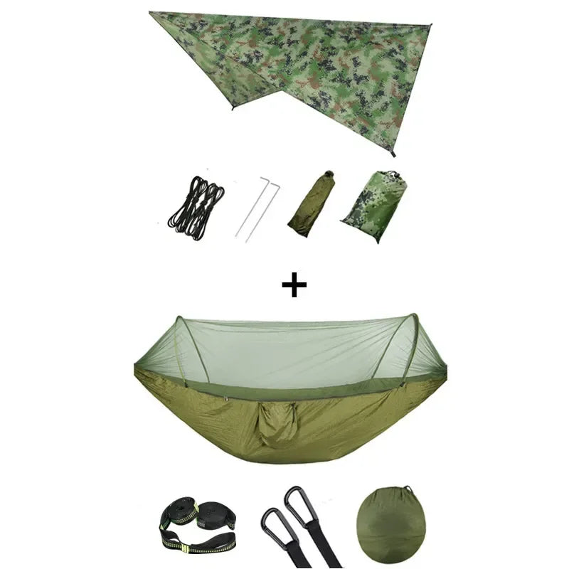 Hamac de camping pop-up avec moustiquaire et bâche de protection, 250 x 120 cm, vue 12