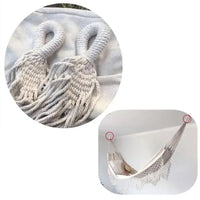 Hamac Macramé à Franges, Toile Blanc Cassé 200 x 100 cm, Charge Annoncée 120 kg, vue 5