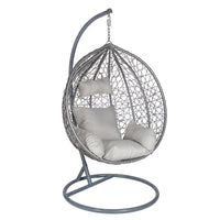 Fauteuil Suspendu Œuf en Rotin Tressé avec Pied en C et Coussins, 92 cm