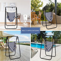 Chaise Hamac sur Pied en Acier Noir, Toile de Coton, 10 Coloris, vue 6