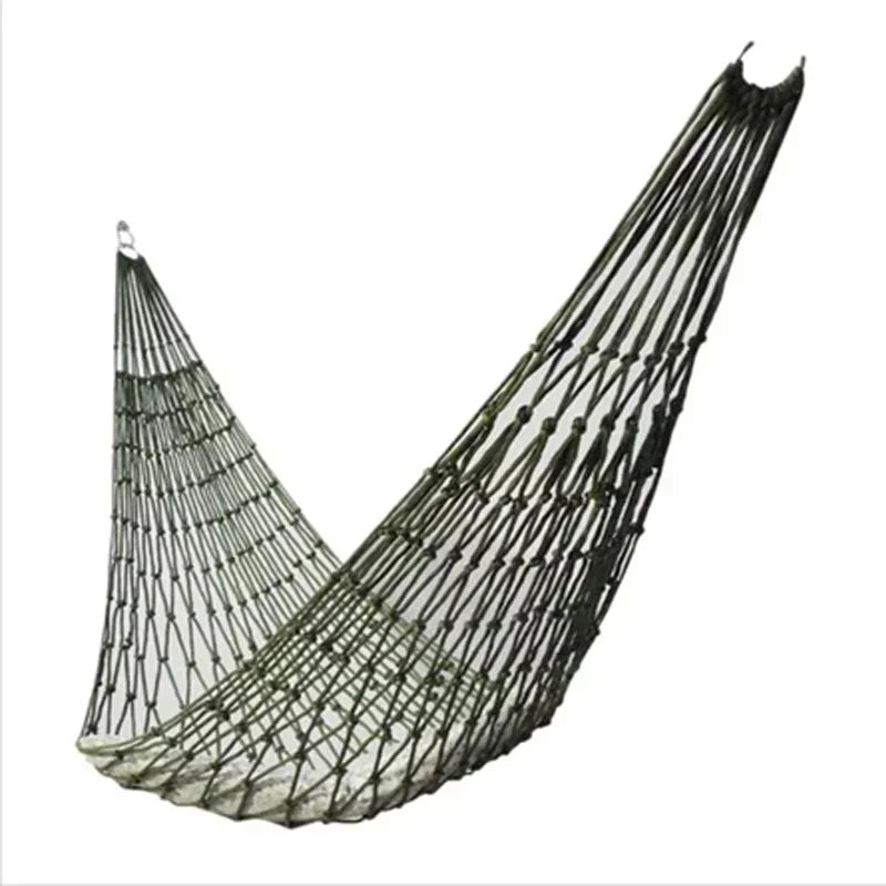 Hamac Filet en Corde de Nylon Vert, 240 x 80 cm, Portable pour Camping et Jardin, vue 8