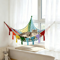 Hamac pour Chat Mural d'Angle en Filet de Macramé, Franges, 4 Coloris, vue 2
