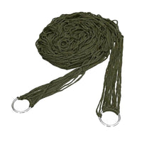Hamac Filet de Camping en Corde de Nylon Vert Militaire avec Anneaux Métalliques, vue 4