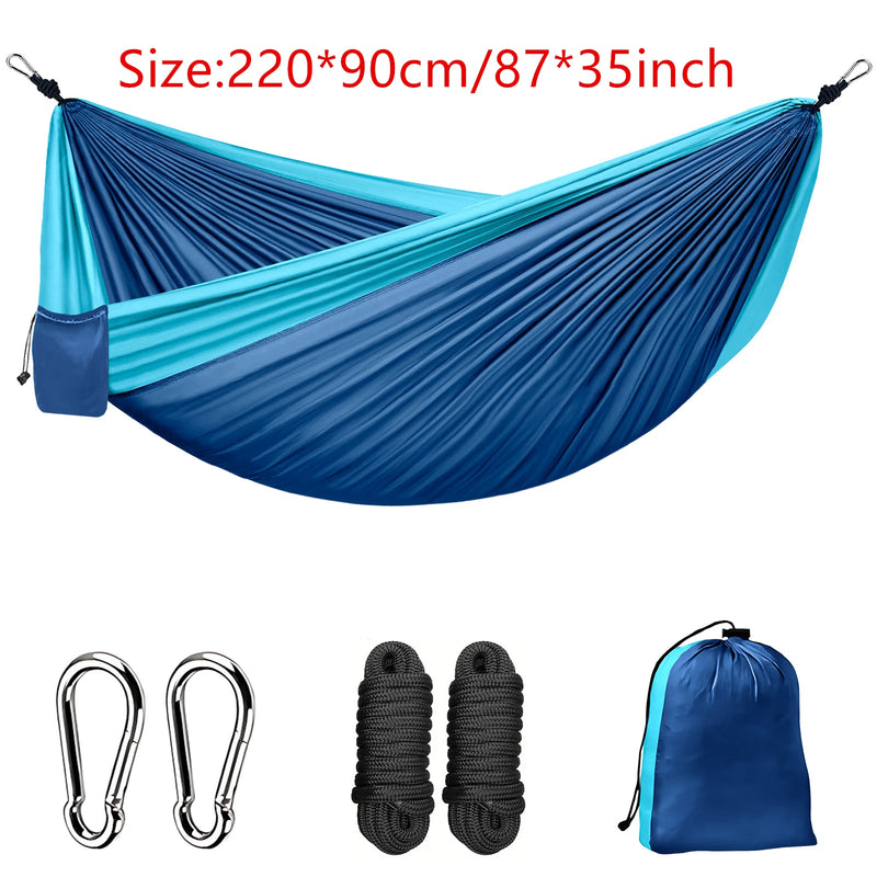 Hamac de camping léger en nylon, 220 x 90 cm ou 270 x 140 cm, sac et mousquetons, vue 14