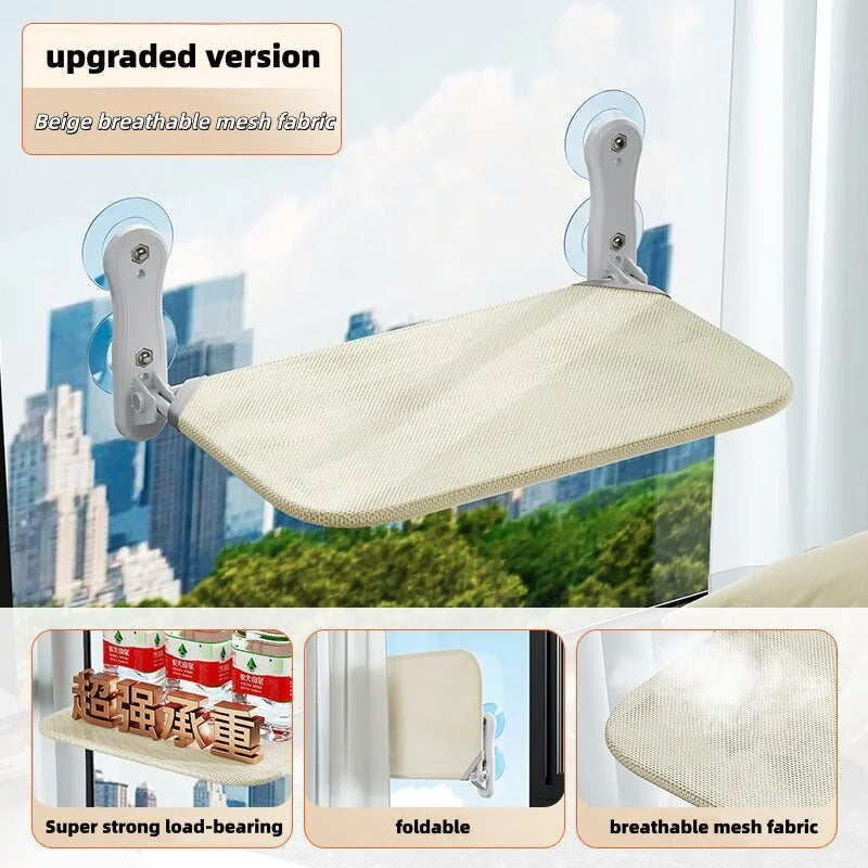 Hamac pour Chat Pliable pour Fenêtre ou Mur Lisse, Maille Grise ou Beige, 45 ou 52 x 30 cm, vue 8