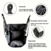 Chaise Hamac Suspendue en Toile de Coton Unie, 3 Coloris, avec Cordes et Sac, vue 5