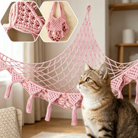 Hamac pour Chat Mural d'Angle en Filet de Macramé, Franges, 4 Coloris, vue 4