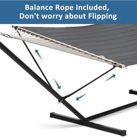 Hamac sur Pied Double Matelassé Gris Foncé, Support Métal Noir 375 cm, vue 4