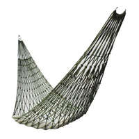Hamac Filet de Camping en Corde de Nylon Vert Militaire avec Anneaux Métalliques