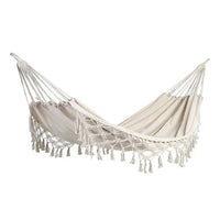 Hamac Double Écru à Franges Macramé, Coton et Polyester, 286 x 140 cm, vue 7