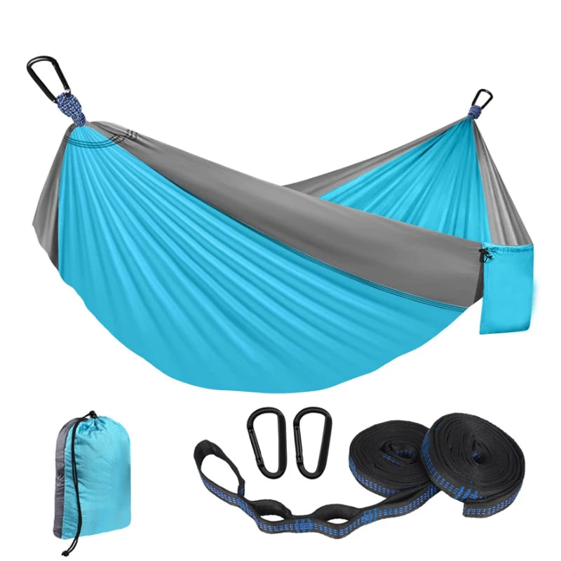 Hamac de camping portable en nylon 210T, simple 270 x 140 cm ou double 300 x 200 cm