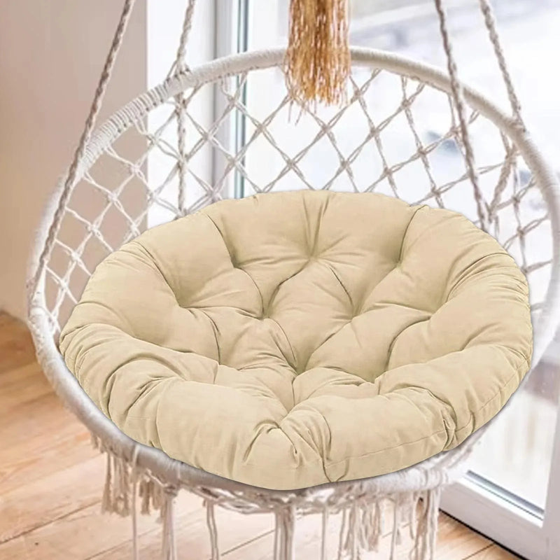 Coussin Rond Capitonné 50 cm pour Fauteuil Suspendu et Fauteuil Papasan, Beige