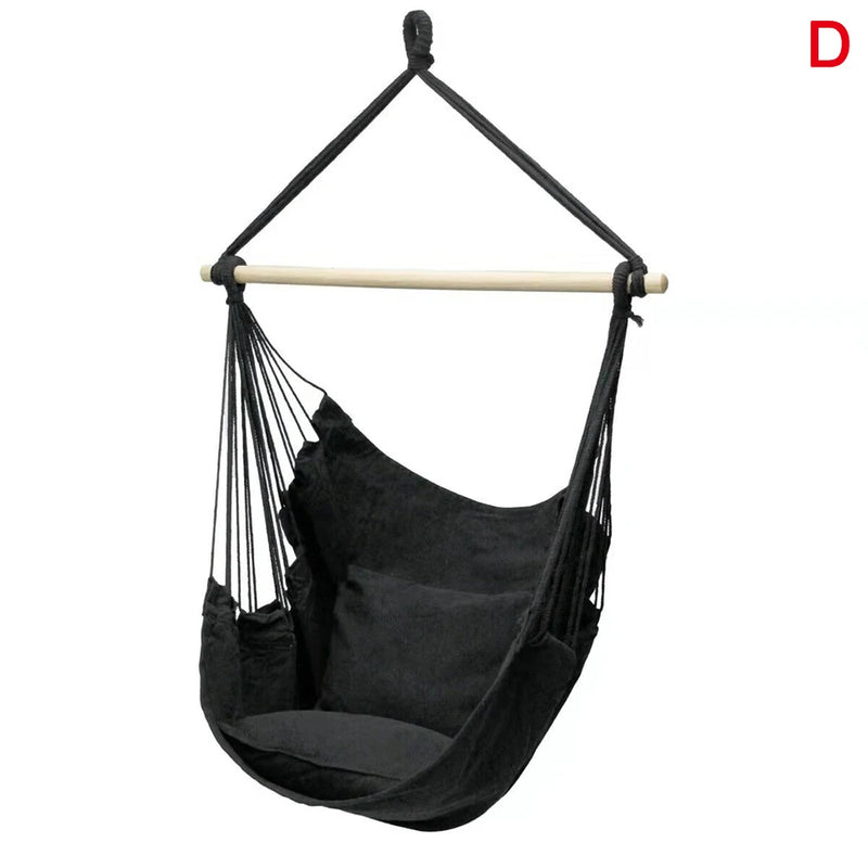 Chaise Hamac Suspendue Rayée en Coton et Polyester, Charge 120 kg, 130 x 100 cm, 6 Coloris, vue 7