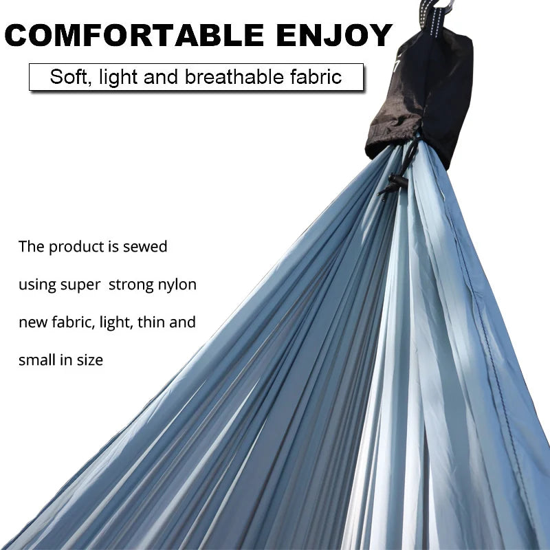 Hamac de Camping Ultraléger Double en Nylon, 300 x 140 cm, Sangles et Mousquetons, vue 3