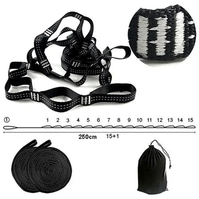 Sangles de hamac pour arbres à boucles réglables, lot de 2, 2,50 m ou 2,98 m
