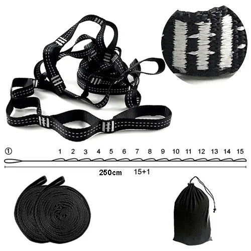 Sangles de hamac pour arbres à boucles réglables, lot de 2, 2,50 m ou 2,98 m