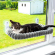 Hamac pour Chat de Fenêtre en Peluche Réversible, Cadre Métal Pliable, 4 Ventouses, 60 x 34 cm