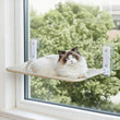 Hamac pour Chat Fenêtre Pliable, Cadre Blanc, Housse Blanche ou Grise, 52 ou 60 cm