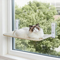 Hamac pour Chat Fenêtre Pliable, Cadre Blanc, Housse Blanche ou Grise, 52 ou 60 cm