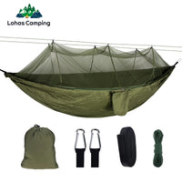 Hamac Moustiquaire de Camping en Nylon, Vert Militaire, 260 x 140 cm