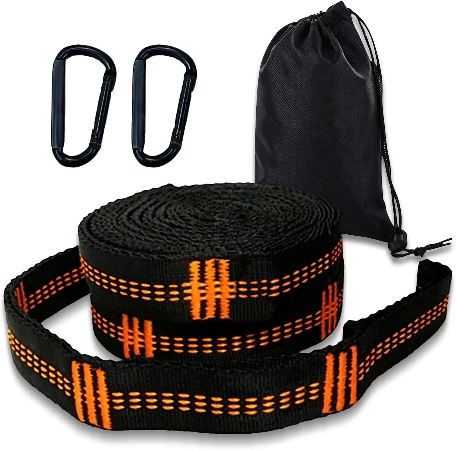 Sangles de Hamac Réglables 2 m, Lot de 2 avec Mousquetons et Sac