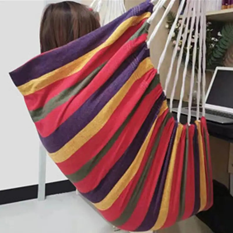 Chaise Hamac Suspendue en Toile Épaisse 130 x 100 cm, Rayée ou Unie, 6 Coloris, vue 3
