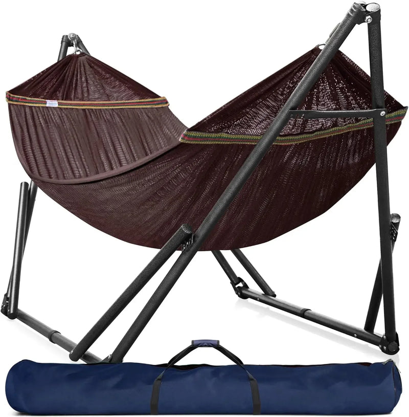 Hamac sur Pied Pliable 2 Places, Barres en Bois et Sac de Transport, vue 12