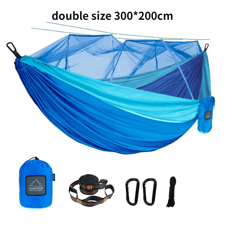 Hamac de Camping avec Moustiquaire en Nylon, 1 ou 2 Places, Sangles, vue 15