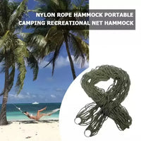 Hamac Filet en Corde de Nylon Vert, 240 x 80 cm, Portable pour Camping et Jardin, vue 4