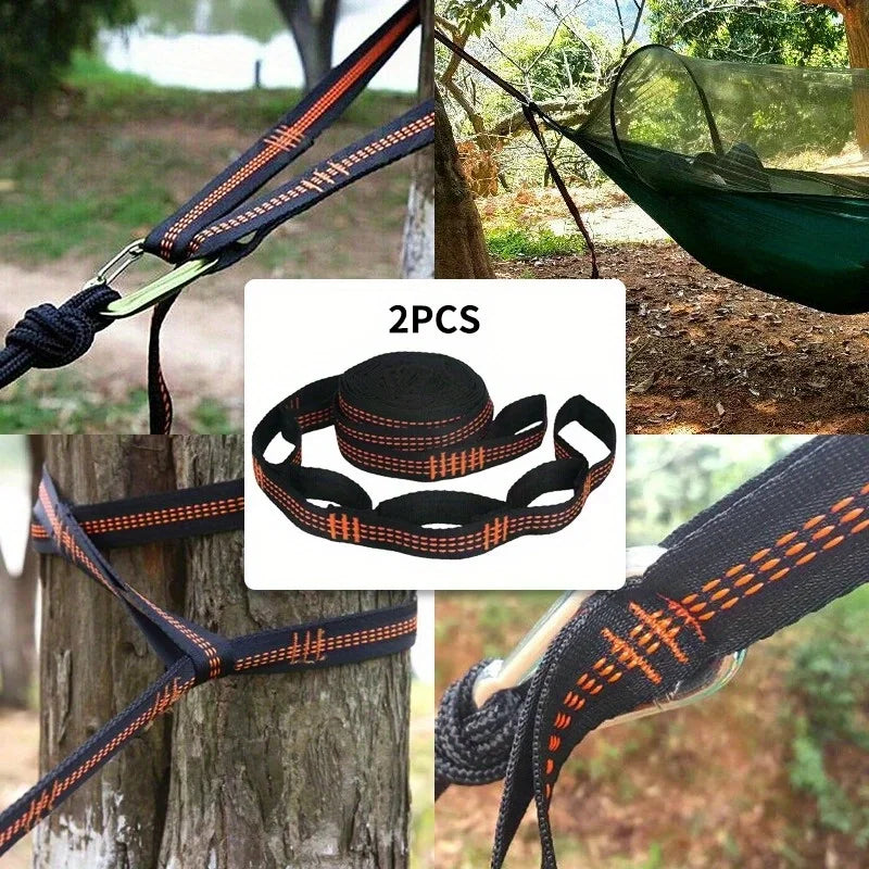 Sangles de Hamac Nylon Noir Orange pour Arbres, Lot de 2 à 6, vue 5