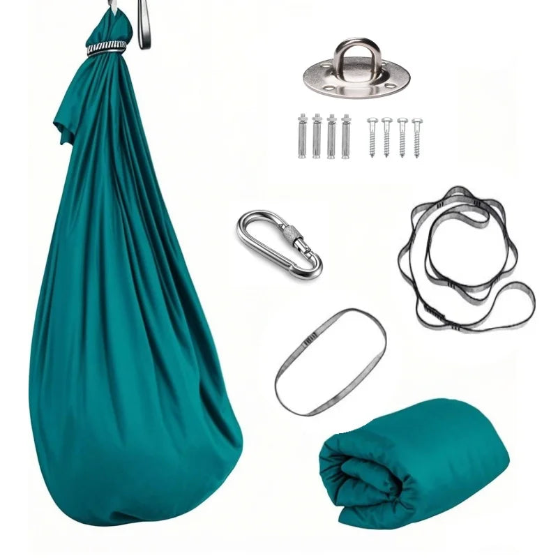 Hamac Suspendu Élastique en Polyamide, 150 x 280 cm, Kit de Fixation, Yoga Aérien