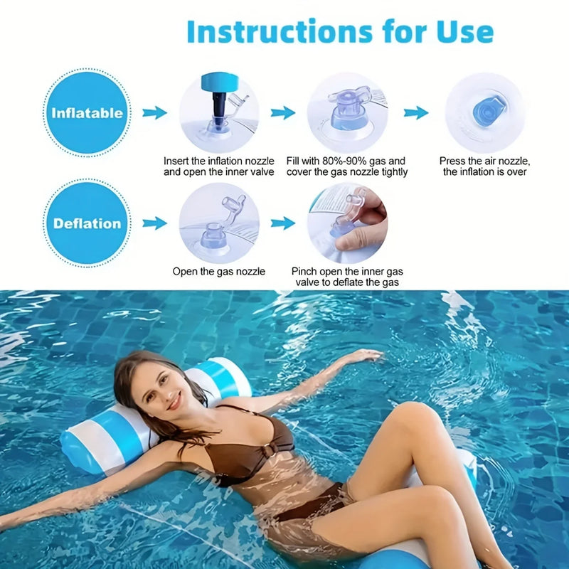 Hamac Gonflable de Piscine en PVC Épais avec Filet, 130 x 70 cm, Rose ou Bleu Ciel, vue 6