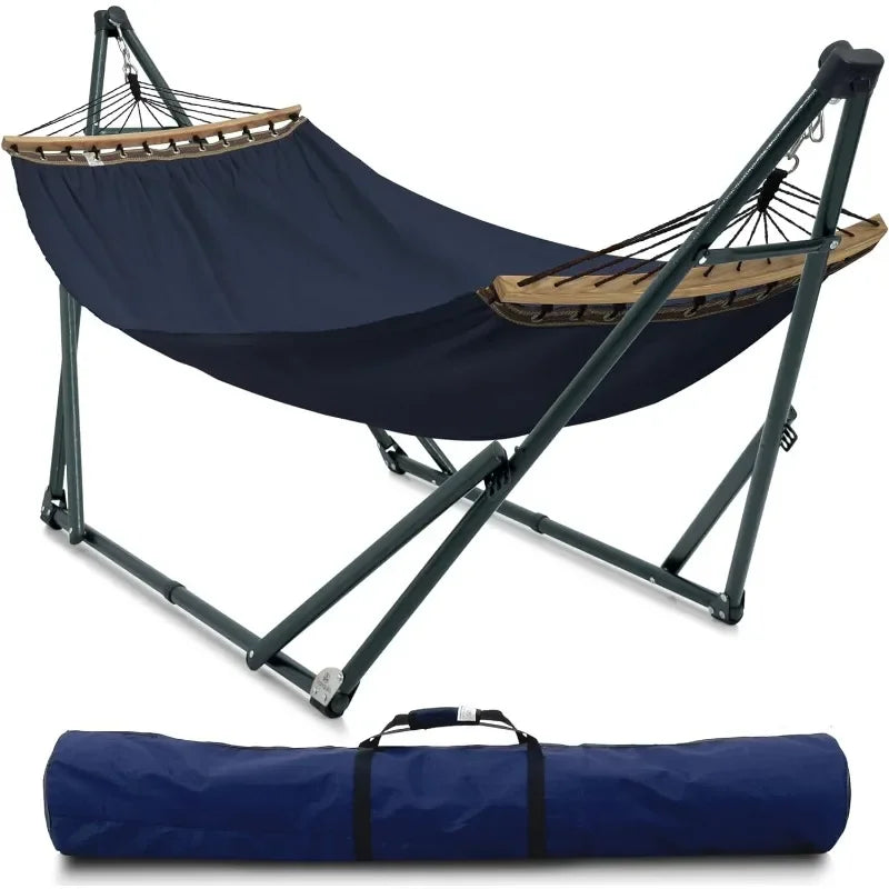 Hamac sur Pied Pliable 2 Places, Barres en Bois et Sac de Transport, vue 4