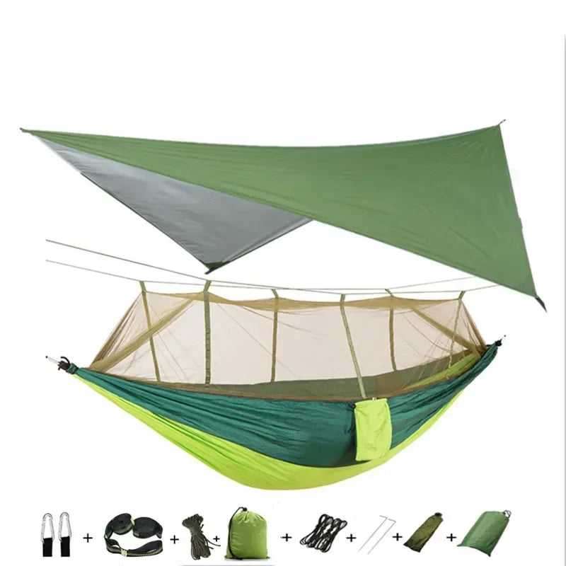 Hamac de Camping Double Moustiquaire, Bâche Imperméable et Sangles, 260 x 140 cm, vue 13