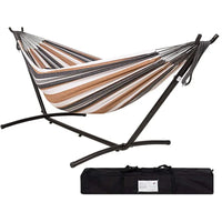 Hamac sur Pied en Toile de Coton Rayée, Support Acier 260 cm et Sac de Transport, vue 10