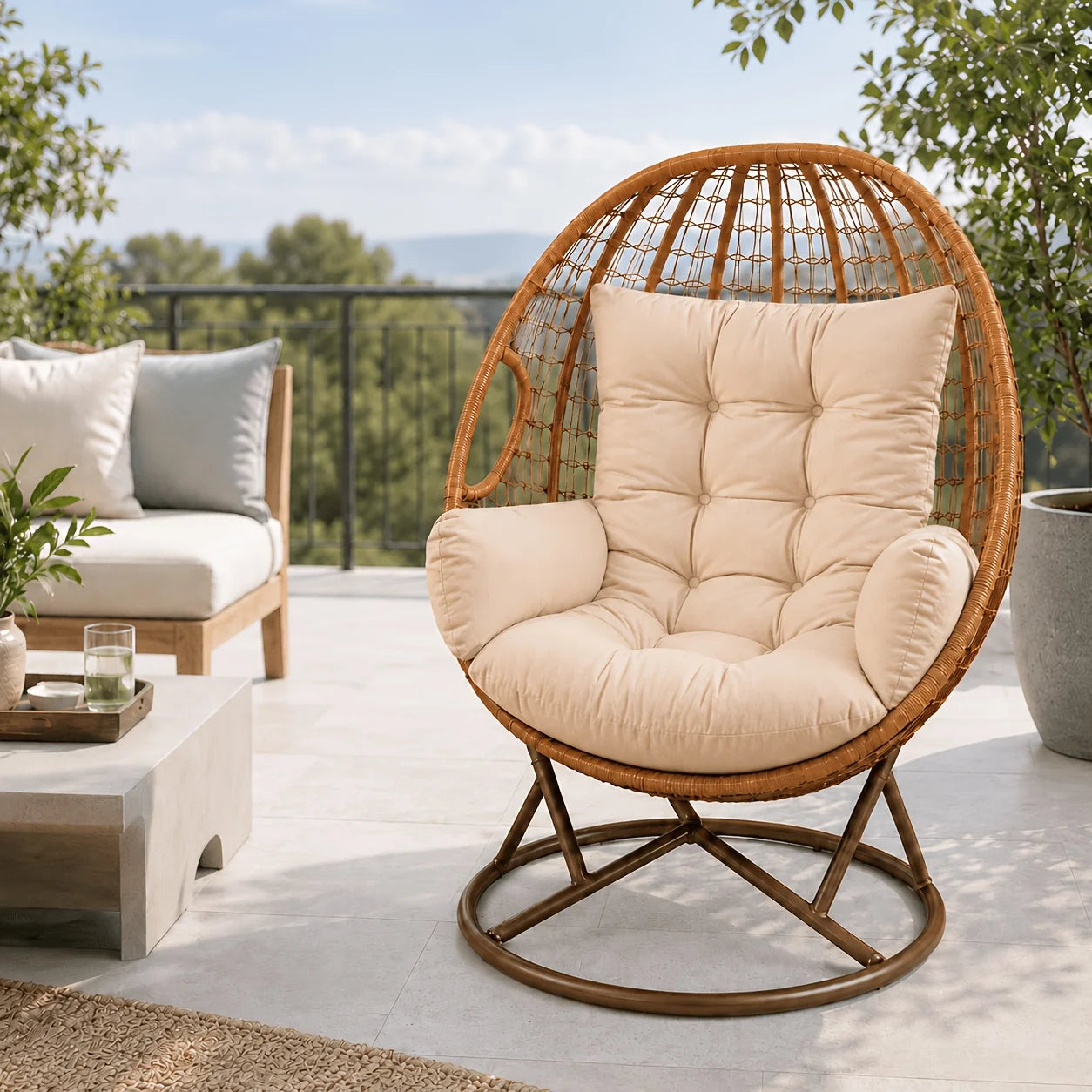 Coussin de Fauteuil Suspendu en U avec Accoudoirs, Assise de Remplacement Épaisse