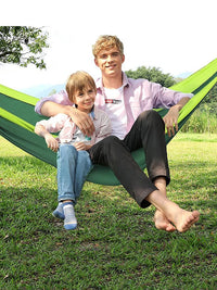 Hamac de Camping 2 Places en Nylon Parachute 210T, Vert Bicolore, 270 x 140 cm, vue 3