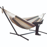 Hamac Double de Camping en Coton Rayé avec Cadre en Acier Gain de Place, vue 10