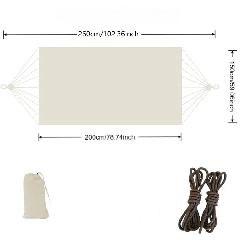 Hamac 2 Places en Toile Beige, Barres d'Écartement en Option, 260 x 150 cm, vue 2