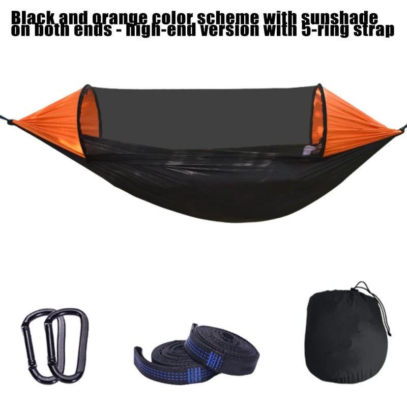 Hamac de camping avec moustiquaire à ouverture automatique, nylon 210T, 260 x 140 cm, vue 8