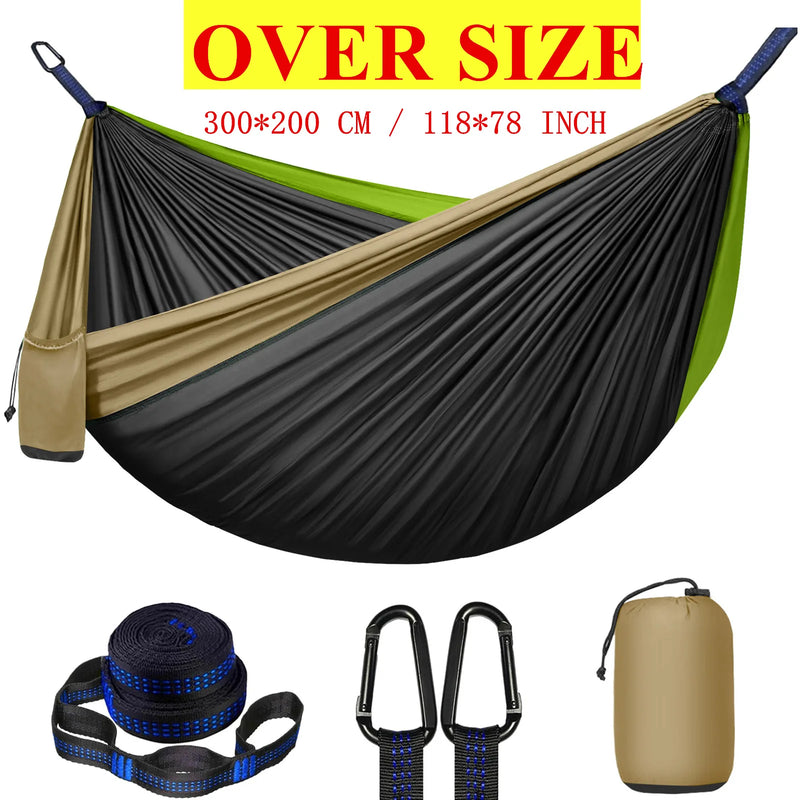 Hamac de Camping Portable en Nylon avec Sangles, Mousquetons et Sac, 4 Modèles de 250 x 120 à 300 x 200 cm, vue 7