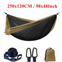 Hamac de Camping Portable en Nylon avec Sangles, Mousquetons et Sac, 4 Modèles de 250 x 120 à 300 x 200 cm